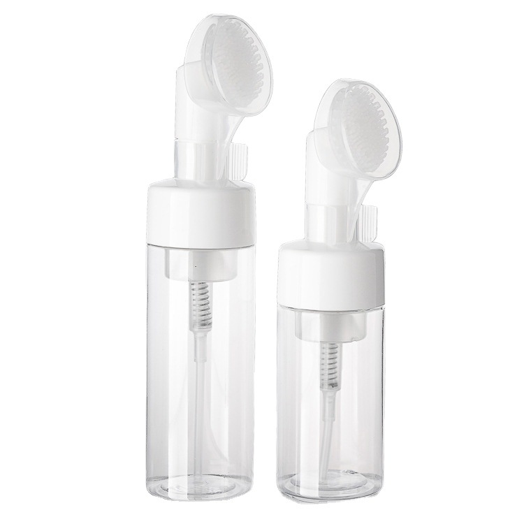 Botella de espuma PET blanca esmerilada de 42 dientes y 100-250 ml con cabezal de silicona para dispensar mousse limpiador facial y desinfectante de manos.
