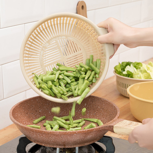 Nordic double-layer drain basket vegetable basket household living room fruit basket portable plastic fruit and vegetable drain basket