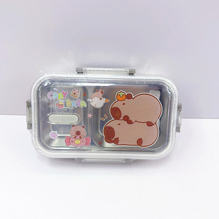 Capibala 304 Stainless Steel Lunch Box Lunch Box Student Stainless Steel Deck Lunch Box Soup Bowl Children's Lunch Box
