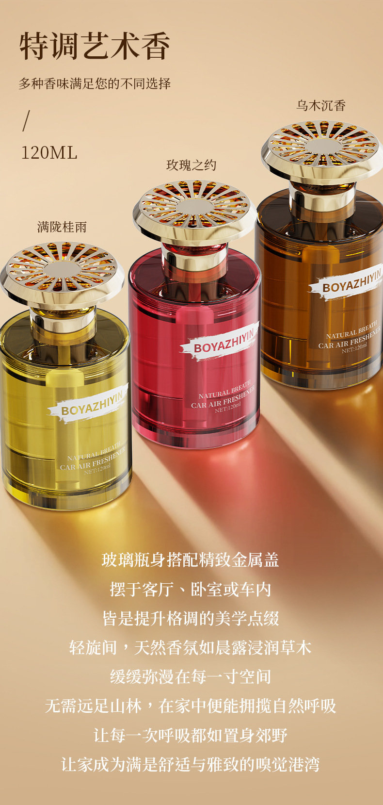 Floral Breeze Car Air Freshener Home Perfume Bedroom Glass Fragrance for Girls Internet Celebrity Odor Removal Liquid Fragrance