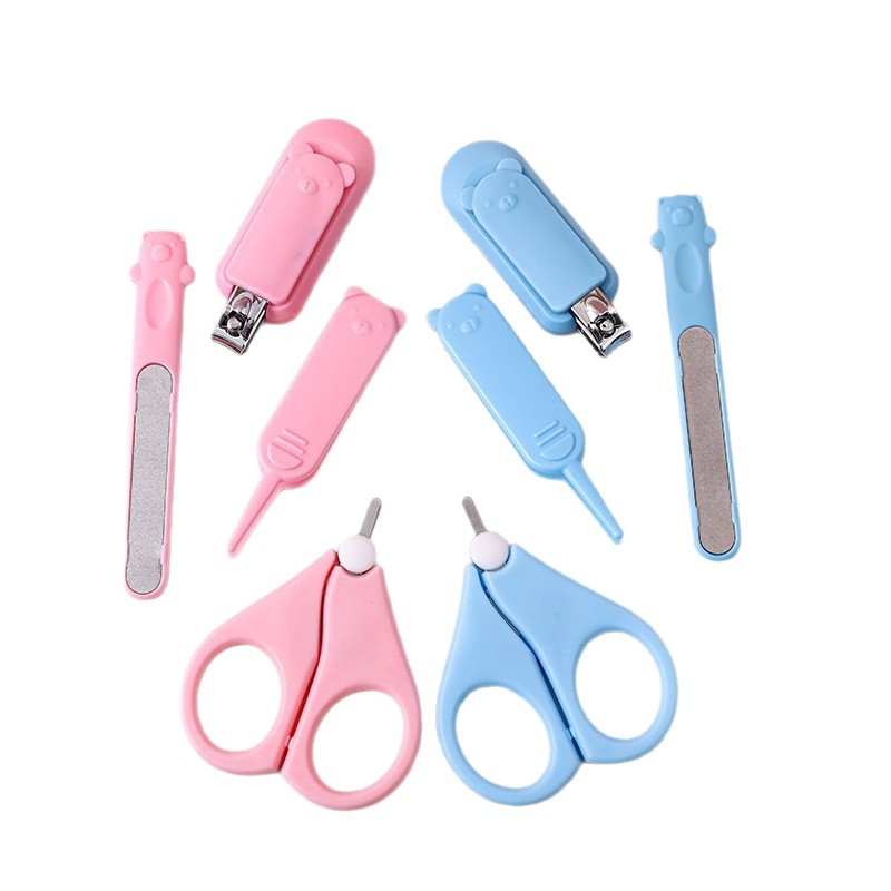 Set de Cortaúñas para Bebé de Plástico y Acero Inoxidable para Cuidado Infantil