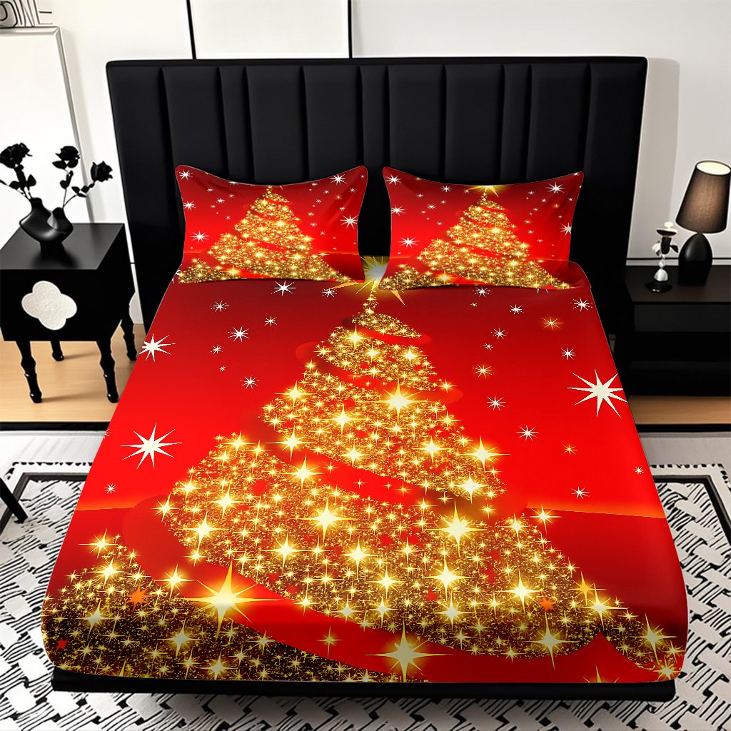 TEMU / JIT nuevos productos transfronterizos adorables series de Navidad molido HD impresión digital cama de cama Kasa set ropa de cama