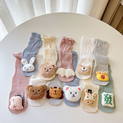 Summer mesh thin baby stockings, baby's legs-free over-the-knee anti-mosquito socks, cartoon cute doll children's socks