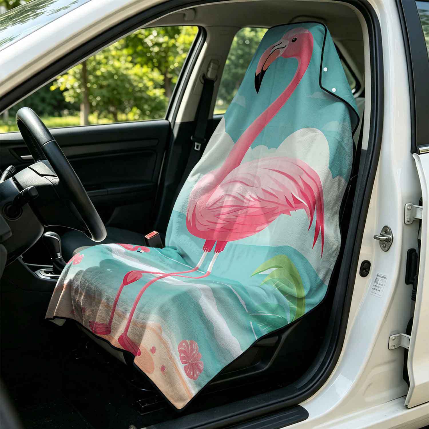 Printed bath towel and car seat cover 2-in-1, ultra-fine fiber outdoor beach and car dual-use universal seat cushion