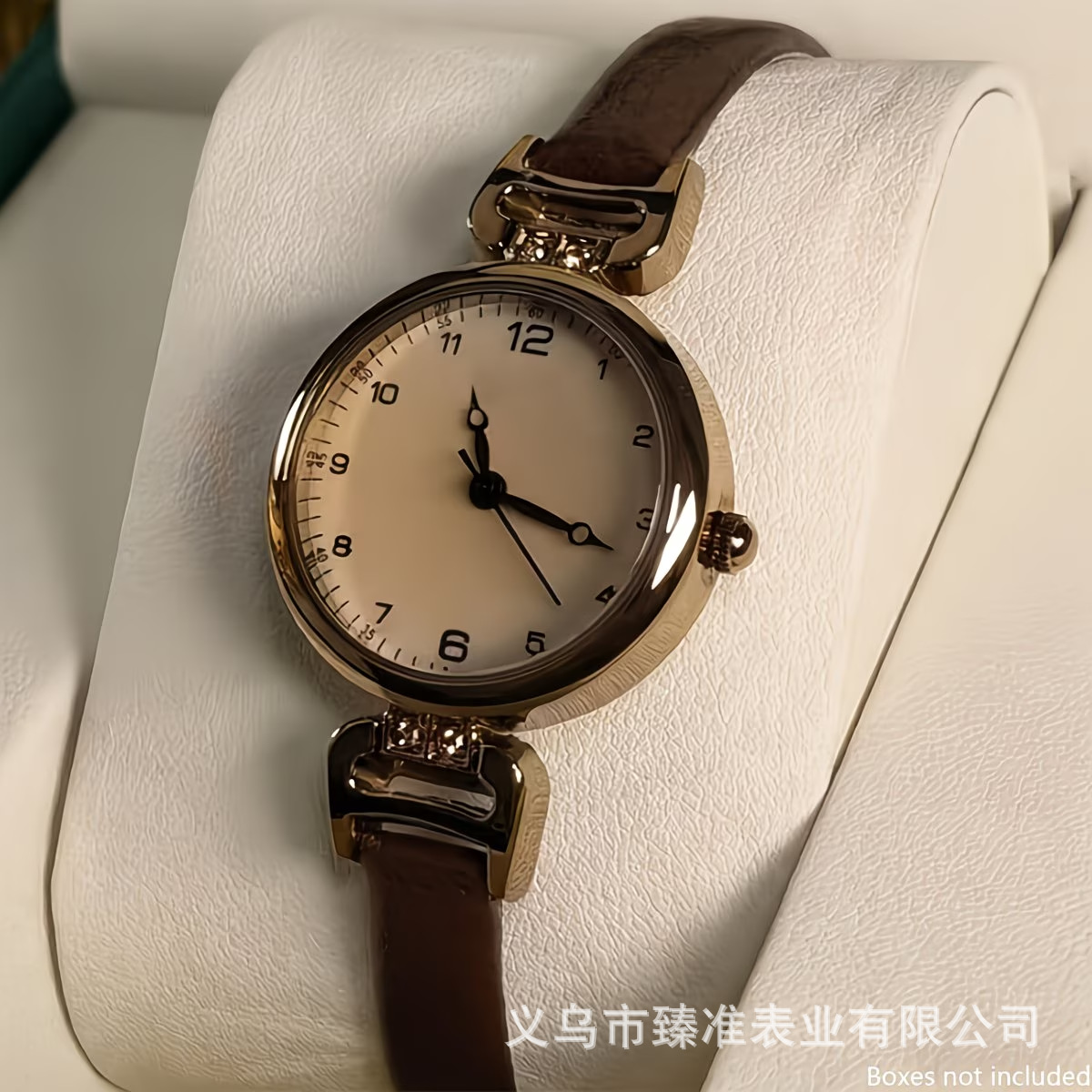 跨境专供玫瑰金镶钻细带女表 简约数字表盘石英手表 跨境一件代发