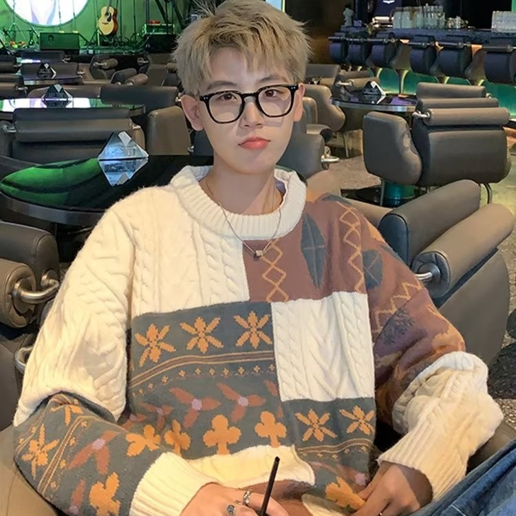 Suéter grueso de invierno de otoño e invierno para hombres, tendencia coreana, suéter de punto japonés suelto, chaqueta de suéter perezoso estilo Hong Kong