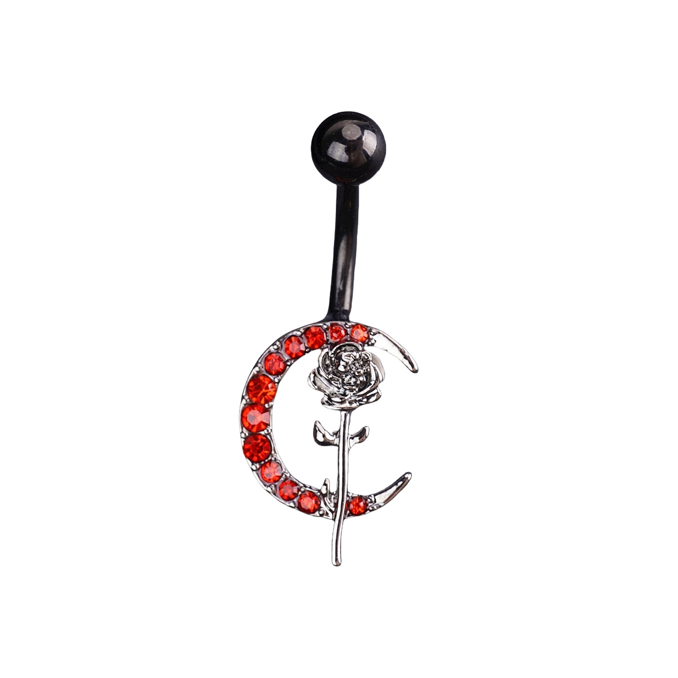 Gothic Belly Button Ring Stainless Steel Heart Moon Cross Style_voghion.com