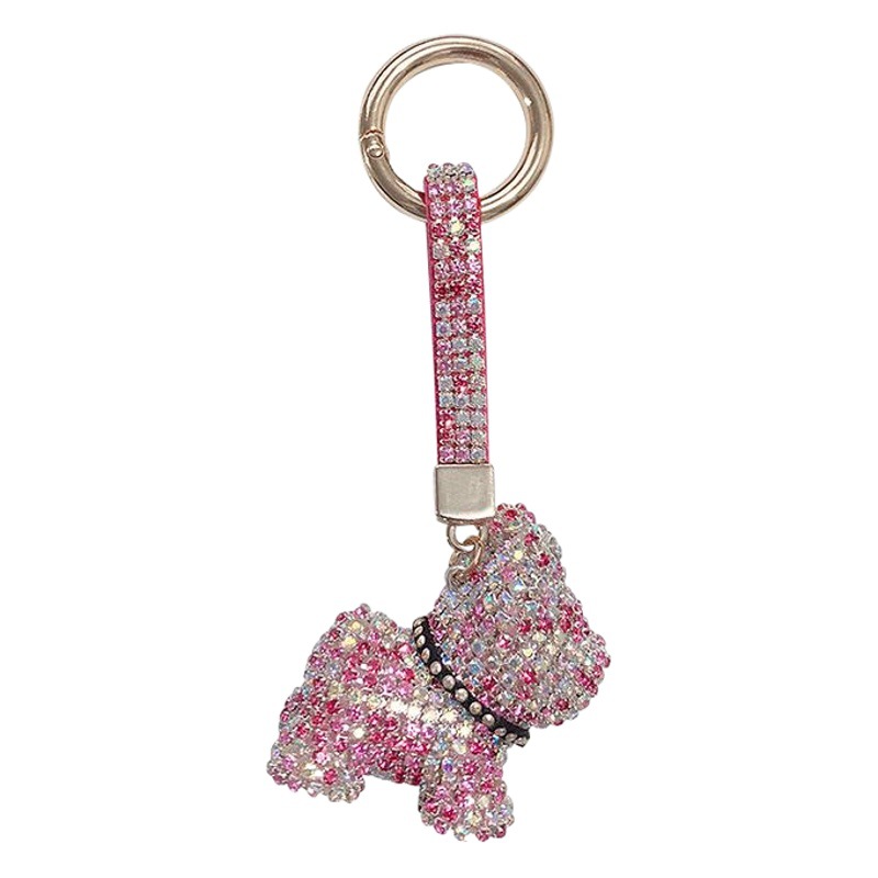 Llavero de Bulldog Francés con Cadena de Garras con Incrustaciones de Diamantes, Colgante de Muñeca de Dibujos Animados, Regalo, Accesorio de Bolso para Mujer, Diseño Brillante