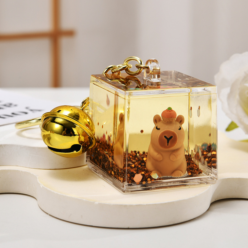 Animal, Capybara Pattern Cute Animal Capybara Arylic Unisex Bag Pendant Keychain