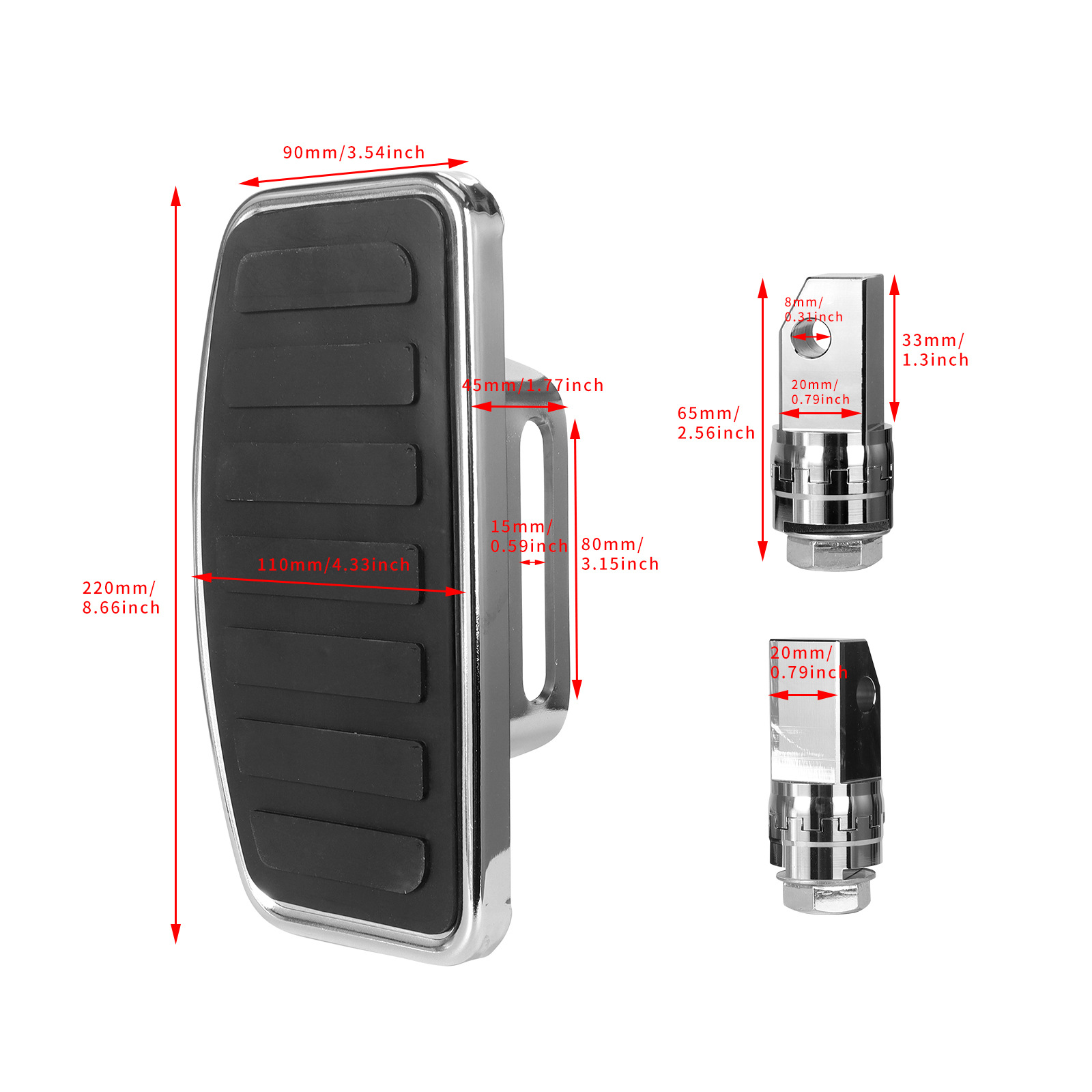 Motorcycle Accessories Modified Front and Rear Large Footrests Rest Footrests Suitable for Honda Vtx 1300/1800