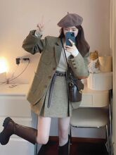 新款流行小香风西装套装裙韩剧女主穿搭感小洋装两件套秋冬款