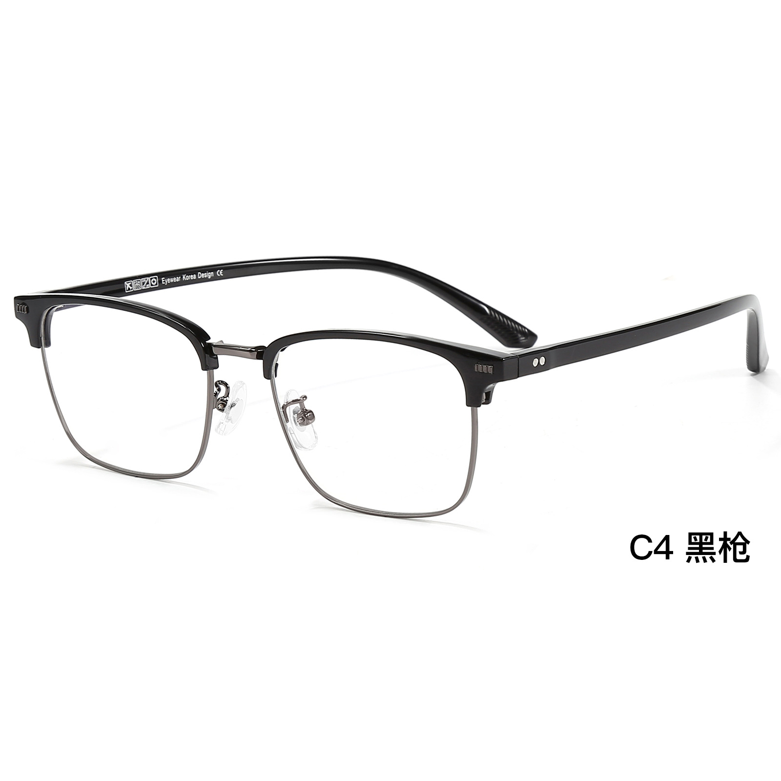 Doble punto transparente gris ceja marco de negocios casual miopía gafas marco sin clip de la cara Danyang gafas al por mayor