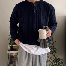 2025春季领麻花套头毛衣男秋冬慵懒保暖穿搭韩版潮流宽松针织毛衣