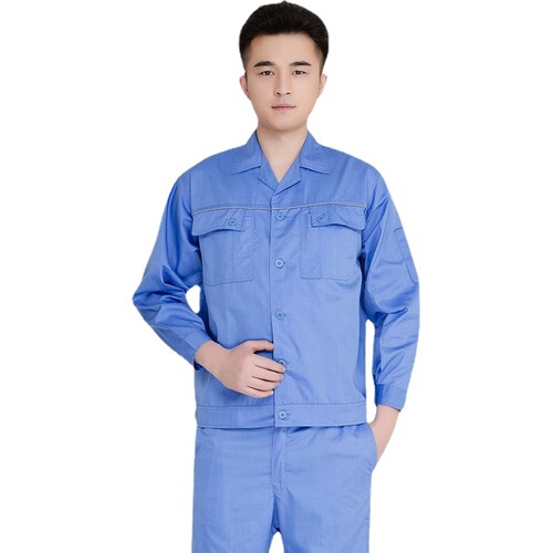 Summer thin long-sleeved construction site workwear set for men, factory workshop workers, wear-resistant protective clothing