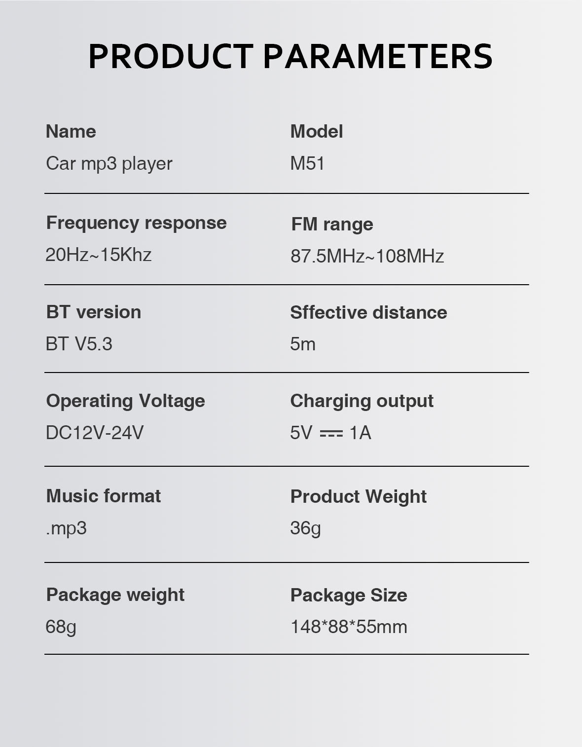 M51 car mp3 bluetooth player U disk music PD charger fast charge hands-free call receiver FM transmitter