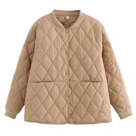 加大码中年妈妈秋冬夹棉棉衣女宽松立领羽绒棉服外套妈妈装加厚