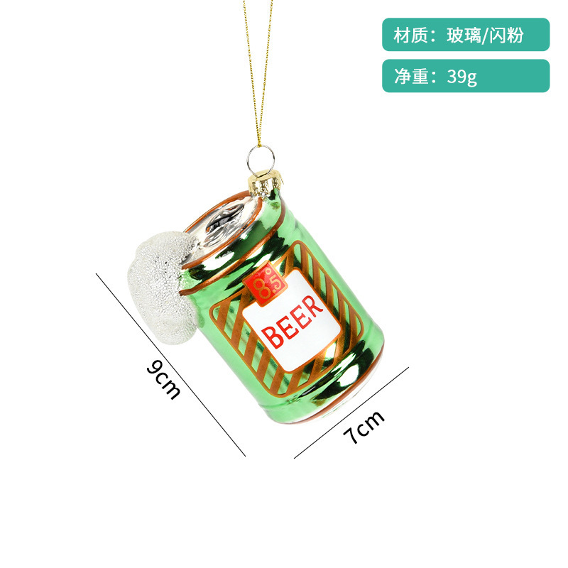 クリスマス装飾手作りクリエイティブ塗装ガラスペンダントケーキ飲料食品造形ペンダントクリスマスツリーペンダント|undefined
