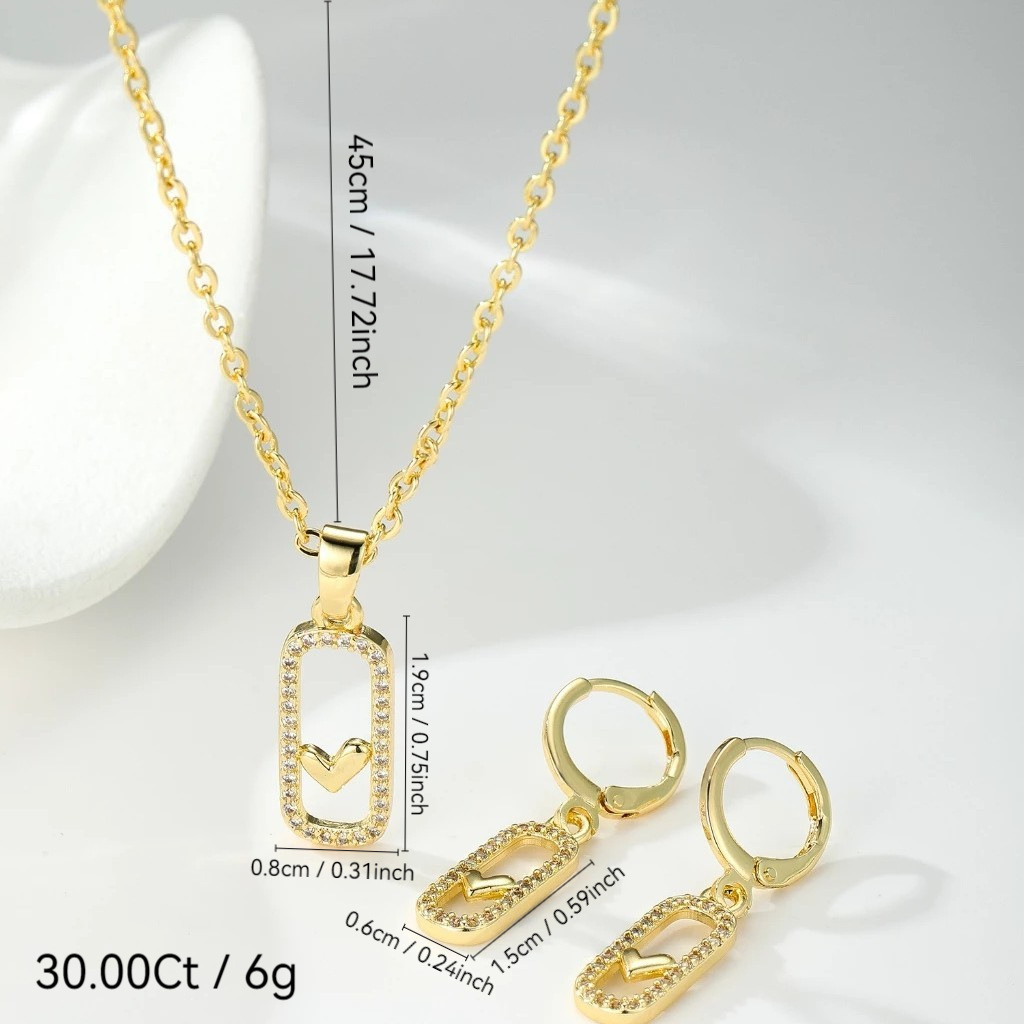 E-commerce de alta calidad lujoso ligero todo el cobre de zirconio micro zinc colgante de piedra collar de pendientes rectangulares para mujeres conjunto de pendientes image 5