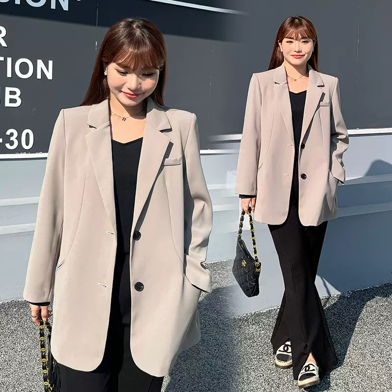 大码mm胖潮外套女装大码200斤胖mm正肩西装巨显瘦遮肚子显瘦3306