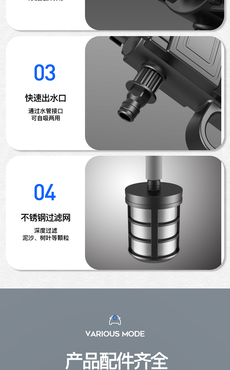 Wireless portable car washing machine car home high pressure car washing water gun lithium battery cleaning machine car washing pump tube wholesale