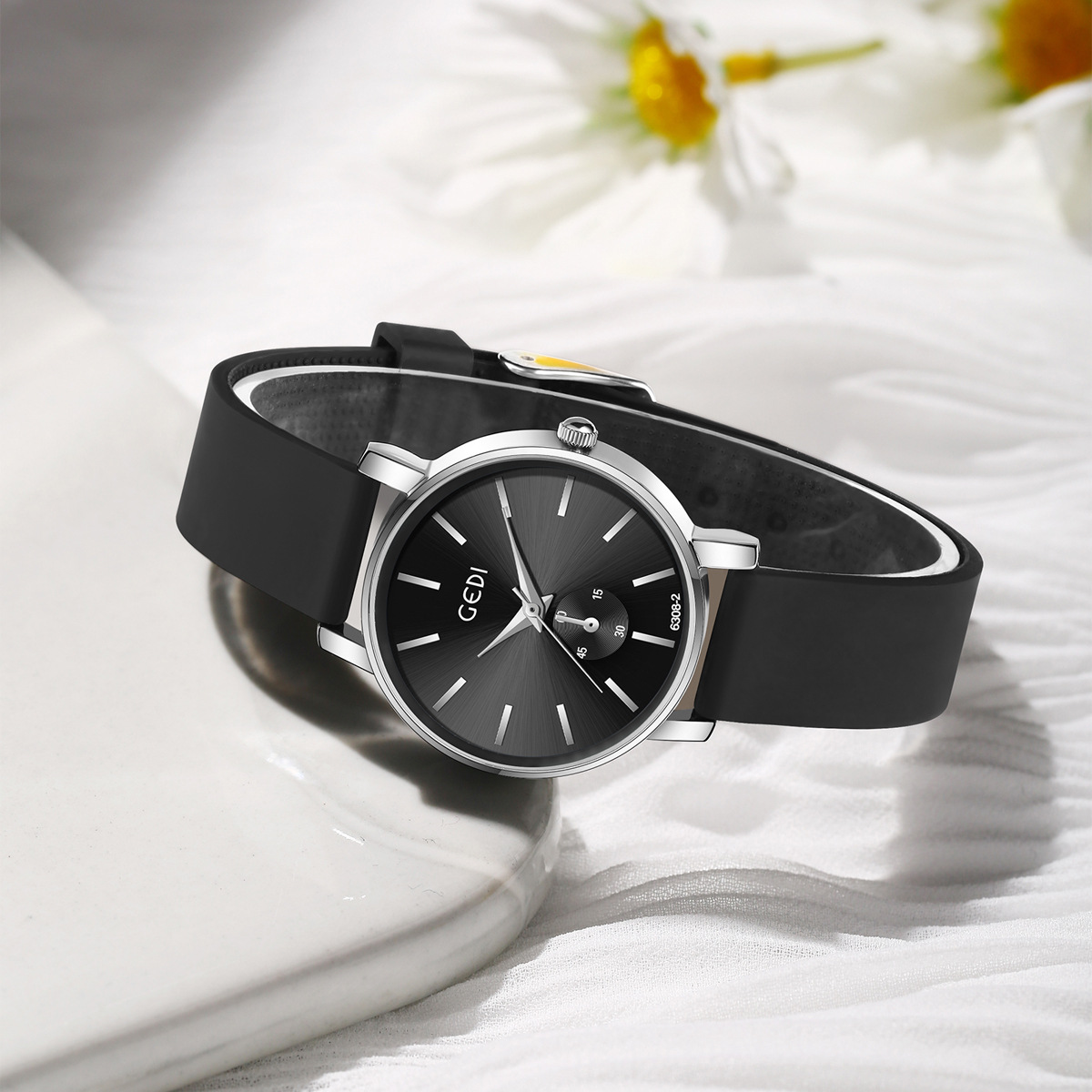 歌迪简约情侣表学生款胶表考试专用石英手表男女