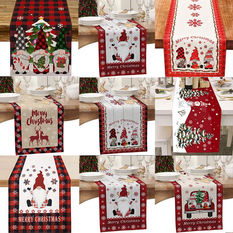Transfronteriza nuevo corredor de mesa de Navidad decoración de vacaciones mesa de comedor ropa impresa mantel de Navidad atmósfera decoraciones de Navidad