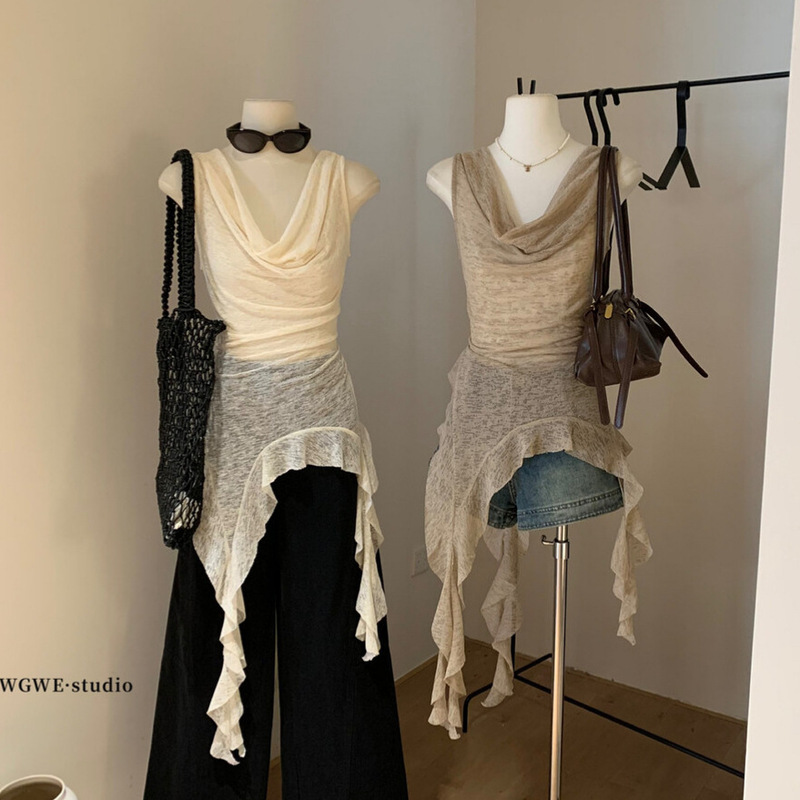 Clearance, No Returns or Exchanges. Slim-Fit, Figure-Flattering, Asymmetrical Neckline Blouse for Women, New Summer Style, Versatile Top W6281 Clearance, No Returns or Exchanges. Slim-Fit, Figure-Flattering, Asymmetrical Neckline Blouse for Women, New Summer Style, Versatile Top W6281