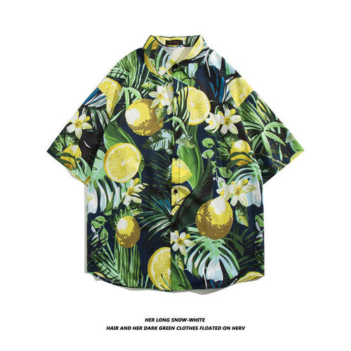 Short-sleeved floral shirt Hainan Island suit beach suit Sanya summer wind Thailand travel men's couple casual loose shirt 