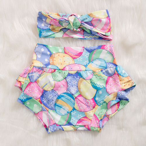 Easter Western and Eastern Little Girl with Sleeveless Blouse, Colorful Rabbit, Egg, PP Pants Cross-border Baby Baby Set