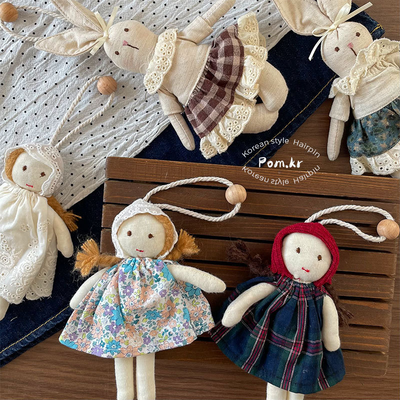 New Korean Cute Doll Floral Skirt Rabbit Pendant Cute Braided Key Bag Accessories Girl Gift