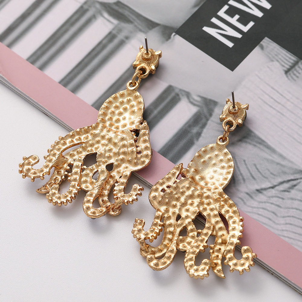 Fashion Diamond Octopus Earrings display picture 2