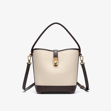 头层牛皮新款真皮女包手提单肩斜挎包大容量百搭通勤包撞色设计