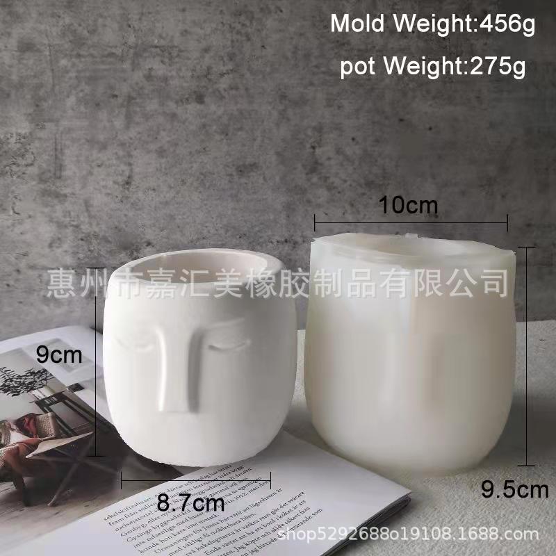 Creativo cara cemento maceta molde cristal epoxi molde de silicona DIY resina yeso maceta molde