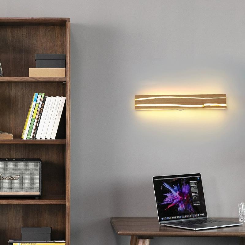 Transfronterizo LED pasillo madera grano color Lámpara de pared registro crack giratoria lámpara de pared de madera fuente de cabecera fábrica en stock
