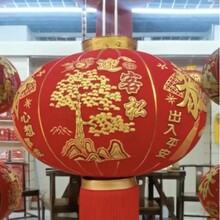 2026批发新年大门口红灯笼高档植绒春节灯笼短杆装饰福字长杆灯笼