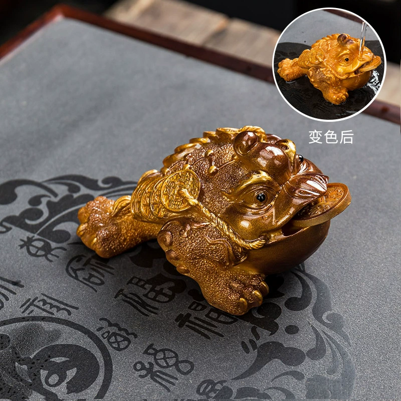 Калейдоскопический сувенир Golden Toad Tea Pet с меняющим цветом, декоративная поднос для чая, варианты малый и большой