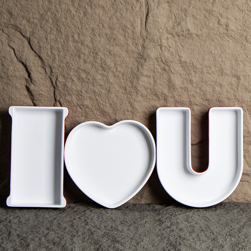Melamine Creative Tableware I Love You Combination Tableware Heart Plate Hot Pot Duck Blood Plate Beef Plate Duck Intestine Plate Set