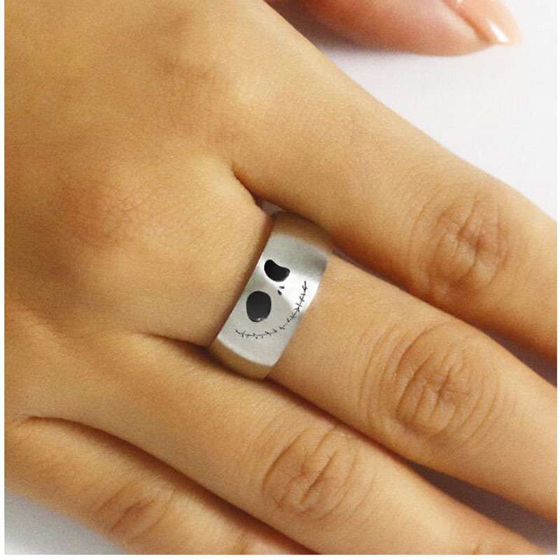 Unisex Gender Punk Cool Style  Face Titanium Steel Wide Band Rings In Bulk