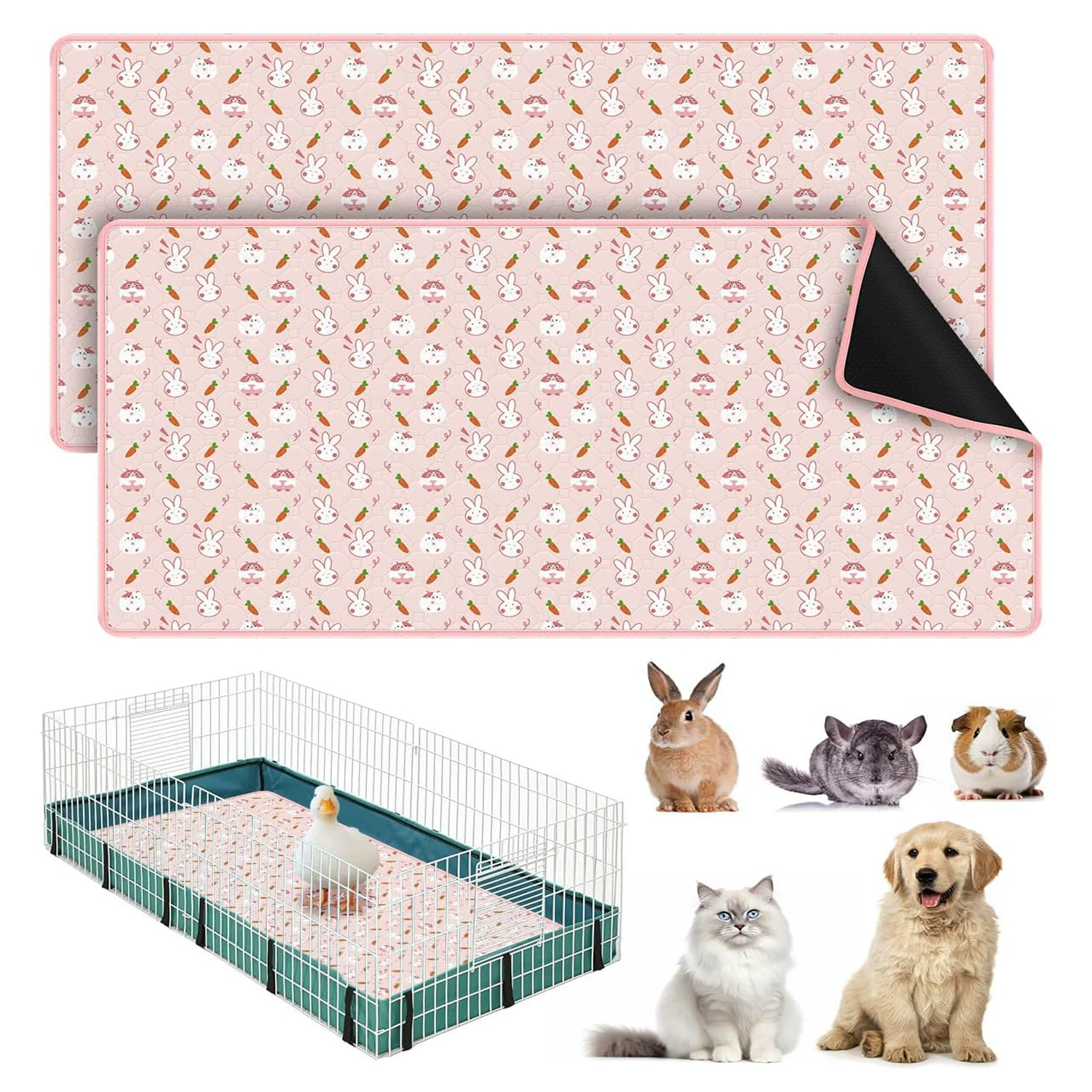 Подкладка для клетки для кроликов, моющаяся подкладка для мочи кролика киви, многоразовый быстрый и супер впитывающий матрас для мелких животных