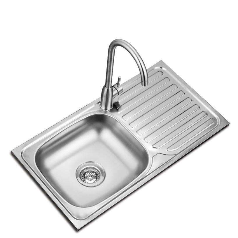 Suministro transfronterizo de 7540 fregadero de acero inoxidable hogar sola ranura con placa fregadero de la cocina lavabo de lavado de vegetales pulido piscina de lavado de vegetales