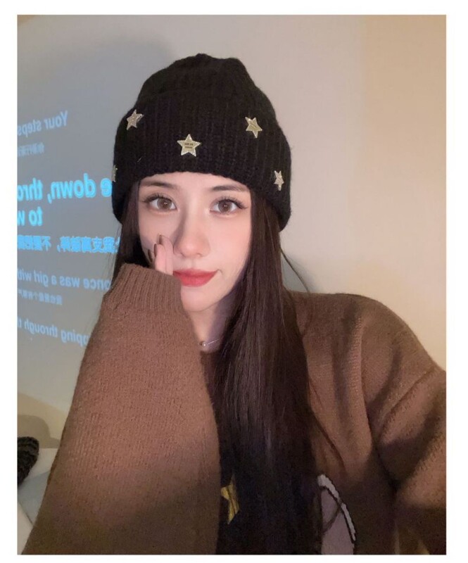 韩版蝴蝶结针织冷帽女2025新款秋冬季百搭护耳保暖显脸小毛线帽子|undefined