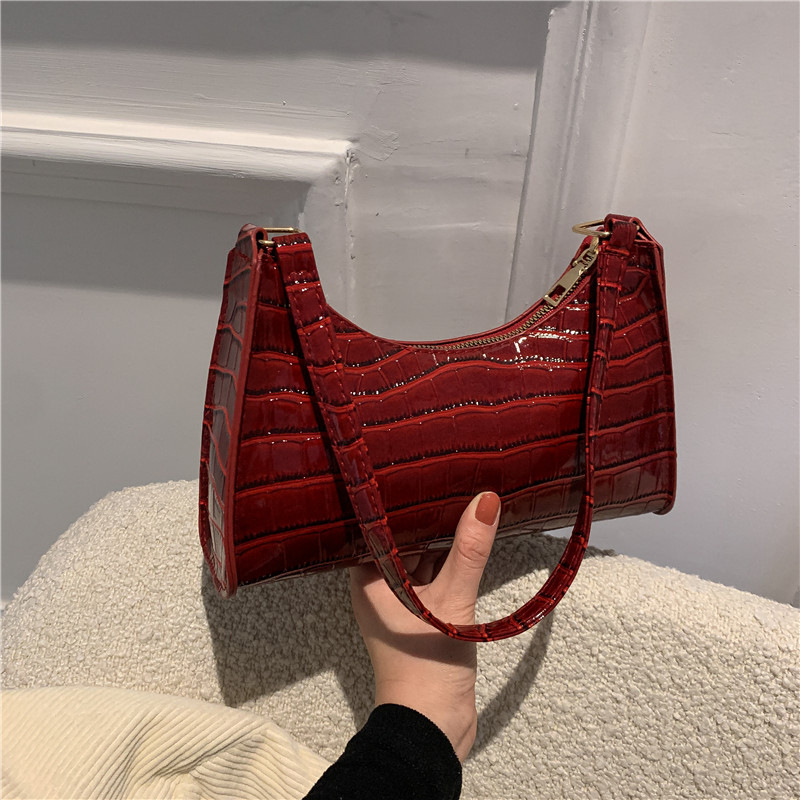 Nuevo bolso de moda al por mayor de verano textura axila Bolsa de Comercio Exterior nicho versátil patrón de piedra bolso de hombro de palo francés para las mujeres