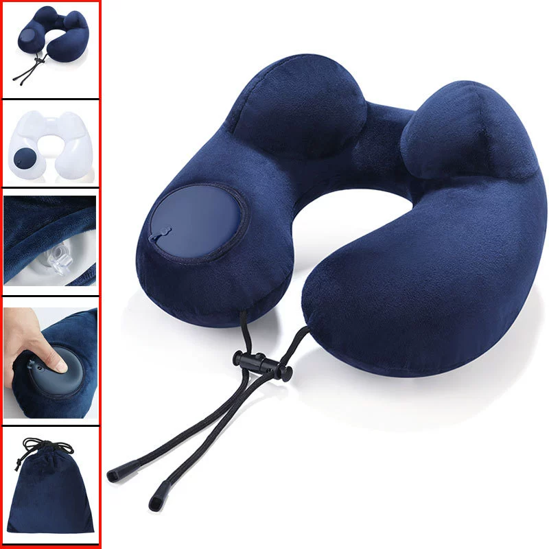 Inflatable handheld neck pillow, airplane for traveling, with neck protection