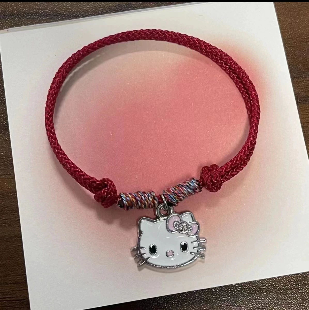 Встряхните тот же kitty кошачий ручная веревка женская ручная вязка сладкий и милый ветровой браслет студент простой красный веревка