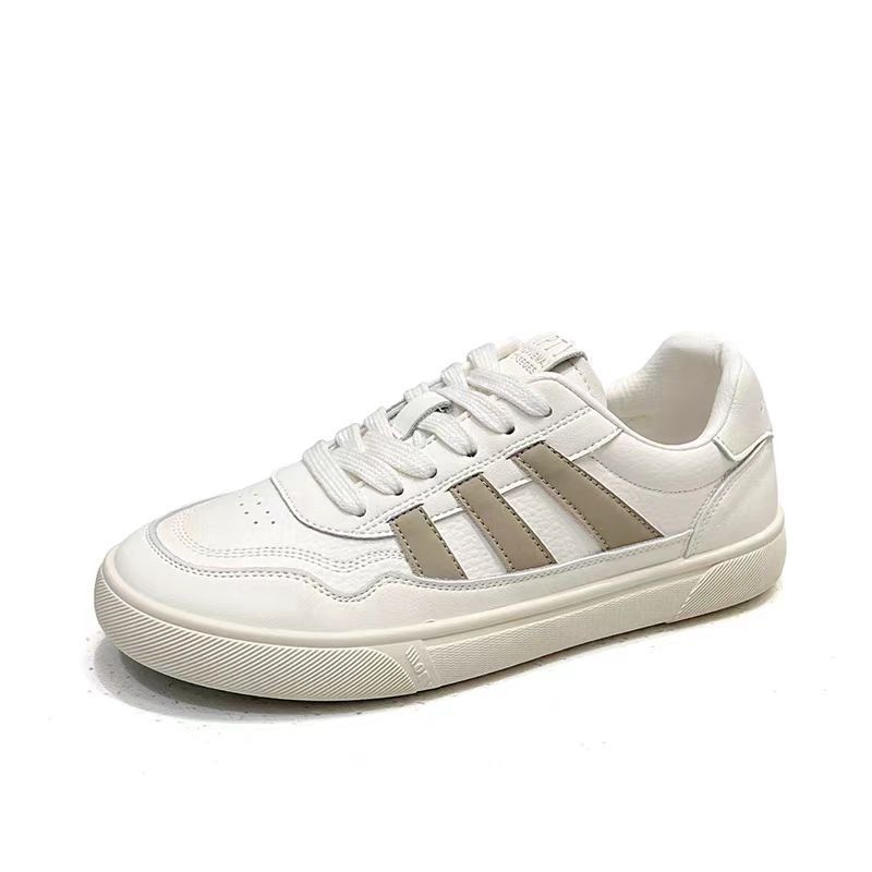 Zapatos de mujer de cuero zapatos blancos mujeres 2025 primavera nuevo estilo rayas planas todo fósforo deportes y zapatos de tablero casual
