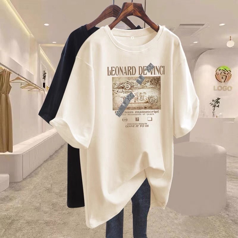 Apricot cotton inner mid-length short-sleeved T-shirt for women 2024 early spring new European loose top bottoming shirt ins Apricot cotton inner mid-length short-sleeved T-shirt for women 2024 early spring new European loose top bottoming shirt ins