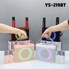 YS219BT手提蓝牙音箱家庭低音炮双麦克风无线话筒手机K歌蓝牙音响
