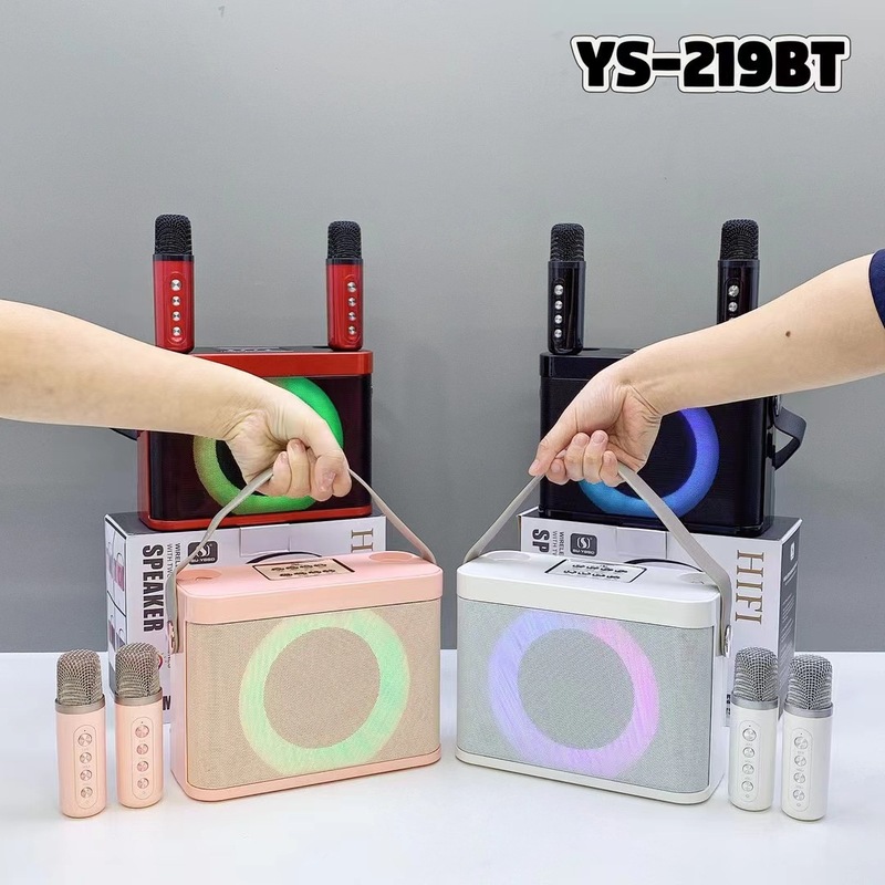 YS219BT手提蓝牙音箱家庭低音炮双麦克风无线话筒手机K歌蓝牙音响|undefined