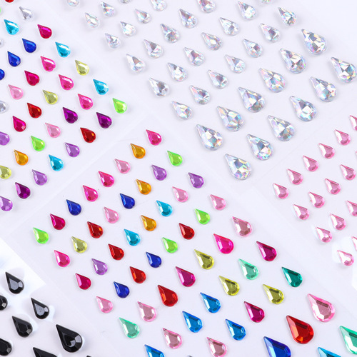 Multi-color optional new DIY water drop-shaped acrylic transparent eye tail teardrop personalized makeup decorative gem diamond stickers