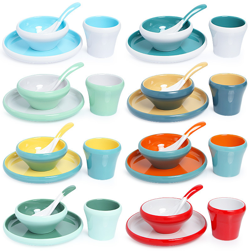 Nordic Melamine Tableware Set-up Four-piece Set Hotel Restaurant Restaurant Hotpot Shop Commercial Creative Plastic Dishes Set